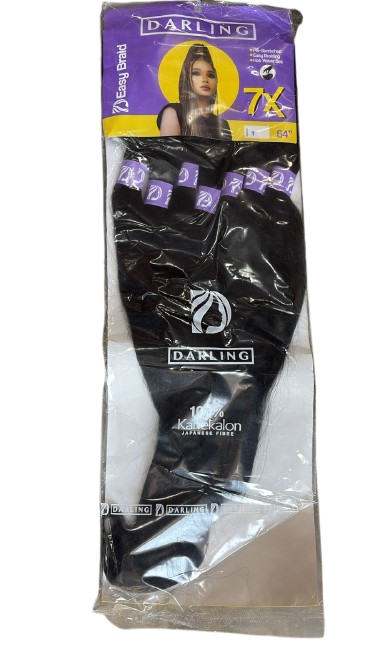 Darling Easy Braid 7X Pre-Stretched Pre-Combed Big Pack Braid Extension 64” 400g - Black