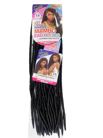 2X Mambo Faux Locs Crochet Braid 18 inches 24 Strands