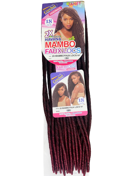 2X Mambo Faux Locs Crochet Braid 18 inches 24 Strands