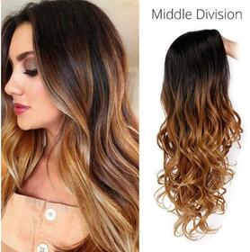 Ombre Brown Synthetic Hair Wigs Middle Division Long Wave Wig Glueless Heat Resistant None Lace Wig