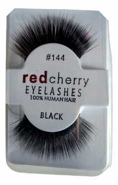 Red Cherry Eyelashes Black 100% Human Hair #144