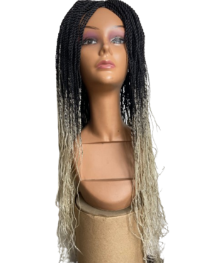 Long Ombre Braided Wig 38 Inches