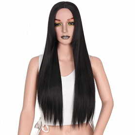 Long Black Synthetic Wig Black 24 Inches