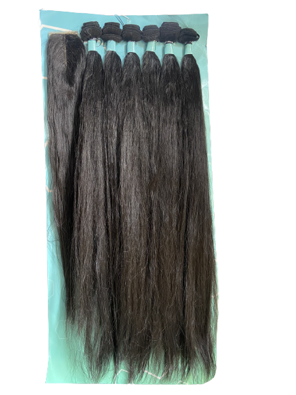 Durable Look Like Natural 30 Inches Long Straight Synthetic Weave Black - With Closure