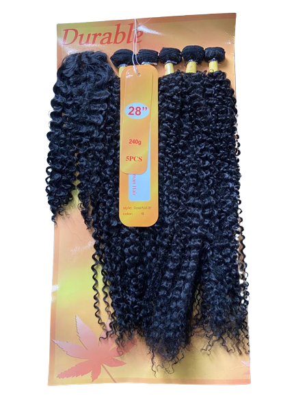 Durable Crystal Plus Synthetic Hair Weave 28 Inches Black With Free Closure