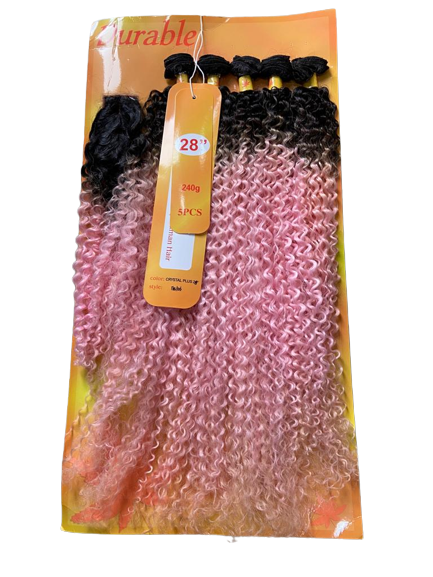 Durable Crystal Plus Synthetic Hair Weave 28 Inches Pink With Free Closure