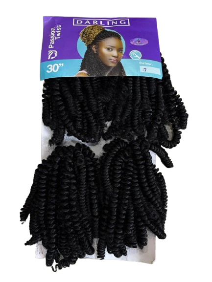 Darling Passion Twist Synthetic Crochet 30"  280g - Black