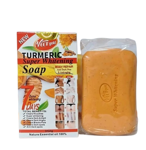 Veet Gold TURMERIC Super Whitening Body Repair  Soap Anti Dark Spot & Anti Aging 250g